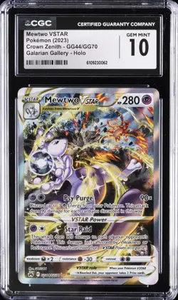 2023 POKEMON CROWN ZENITH GALARIAN GALLERY - HOLO MEWTWO VSTAR CGC 10 GEM MINT - Image 1