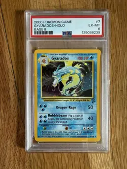 2000 Pokemon Base Set 2 Gyarados Holo #7 PSA 6 EX-MT - Image 1