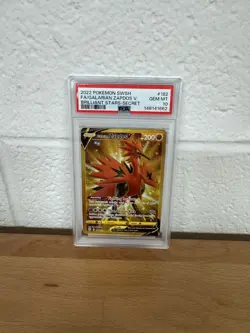 2022 Pokemon Brilliant Stars Galarian Zapdos V #182 Secret Rare Full Art PSA 10 - Image 1
