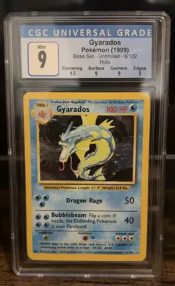 Gyarados CGC 9 blue 1999 Base Set Unlimited 6/102 Holo Rare English Pokemon - Image 1