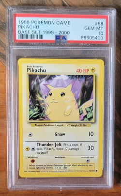 Pokemon Pikachu 58/102 PSA 10 58 Base Set 1999-2000 Vintage #58 - LOW POP - Image 1