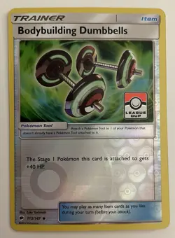 Bodybuilding Dumbbells 113/147 Pokemon TCG SM Burning Shadows League Promo LP - Image 1