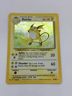 Pokemon Raichu Base Set 14/102 Holo (MP) - Image 1