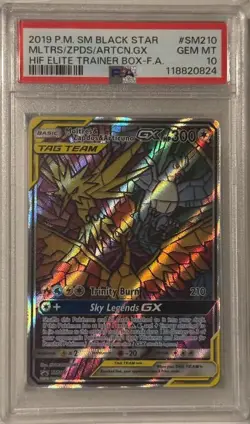 2019 Pokemon Moltres & Zapdos & Articuno GX SM Black Star Promo #SM210 PSA 10 - Image 1