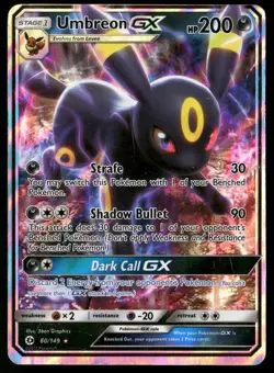 Umbreon GX 80/149 Holo Ultra Rare SM Base Set Pokemon Moderately Played - Image 1