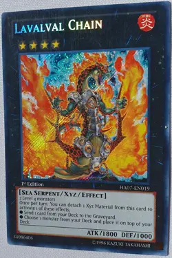 Yugioh 1x Lavalval Chain HA07-EN019 Secret Rare 1st Edition Near Mint - Image 4