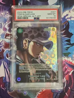 ONE PIECE TRAFALGAR LAW 2023 OP04-KINGDOMS OF INTRIGUE #047 PSA 10 - Image 1