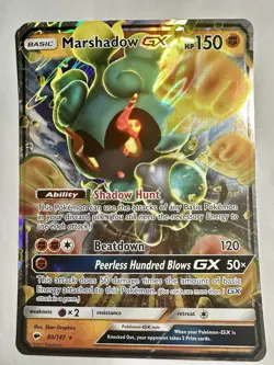 Pokemon TCG Marshadow GX Burning Shadows 80/147 Holo Ultra Rare JUMBO Card LP - Image 1