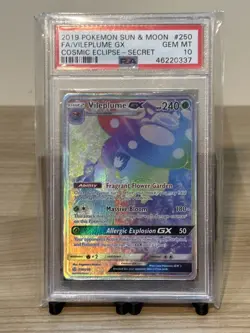 Pokemon Vileplume Gx Cosmic Eclipse Rainbow Secret Rare 2019 #250 PSA 10 - Image 1