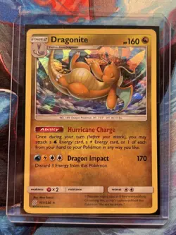 Pokemon Dragonite 151/236 Unified Minds Rare Holo Exclusive Cracked Ice LP/NM - Image 1