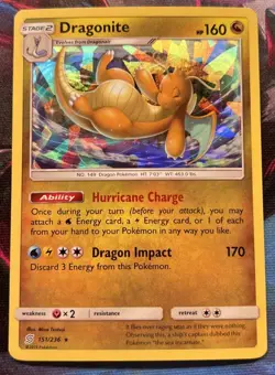 Pokemon Dragonite 151/236 Unified Minds Rare Holo Exclusive Cracked Ice LP/NM - Image 3