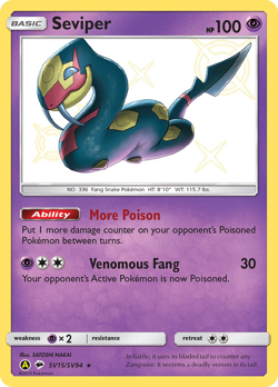 Seviper SV15/SV94 Shiny Rare Hidden Fates Shiny Vault Pokemon Near Mint - Image 1