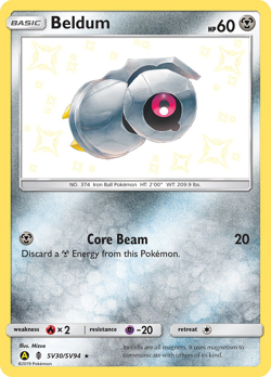 Beldum SV30/SV94 Shiny Rare Hidden Fates Shiny Vault Pokemon Near Mint - Image 1