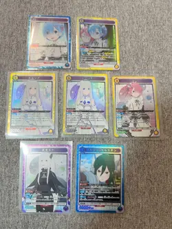 Re:Zero Rem Ram Emilia SR 7 Card Set Play Condition Japanese - Image 1