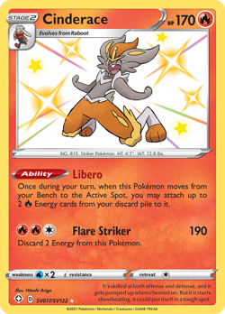 Cinderace SV017/SV122 Shiny Rare Shining Fates Shiny Vault Pokemon Near Mint - Image 1