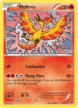 Moltres 9/124 Rare Fates Collide Pokemon Near Mint - Image 1