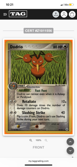 Dodrio 33/101 2004 Pokemon EX Hidden Legends Regular English TAG 10 - Image 4