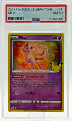 2021 POKEMON CELEBRATIONS #011 MEW HOLO PSA 8 NM-MT NEW - Image 1
