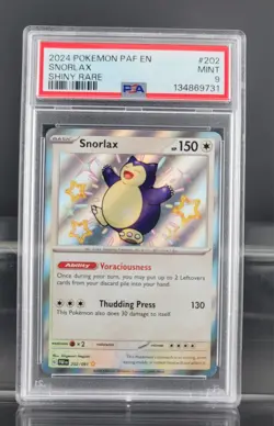 Pokemon Snorlax 202/091 SV: Paldean Fates Shiny Rare Holo PSA 9 2024 - Image 1