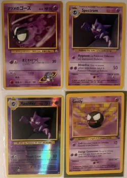 Lot Of 4 Gengar Line Haunter And Gastly Pokemon Cards - Image 1