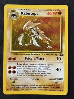 Pokemon Kabutops 9/62 Fossil Unlimited Holo Rare 60HP Stage 2 TCG Card Italian - Image 1