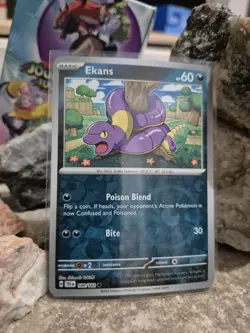 pokemon Cards Ekans Basic Holo 1pcs+1pcs Sleeve 2024 #100/162 - Image 1