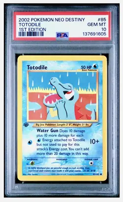 Totodile Neo Destiny 1st Edition Regular Card 85/105 PSA 10 - Image 1
