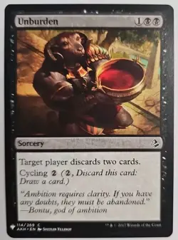 MTG Magic The Gathering Card UnburdenSorcery Black Amonkhet 2017 - Image 1