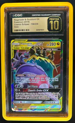 2019 Pokemon Cosmic Eclipse Naganadel Guzzlord Tag Team Pristine #158/236 CGC 10 - Image 1