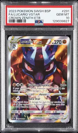 2023 POKEMON SWSH BLACK STAR PROMO #291 FULL ART/LUCARIO VSTAR PSA 10 - Image 1
