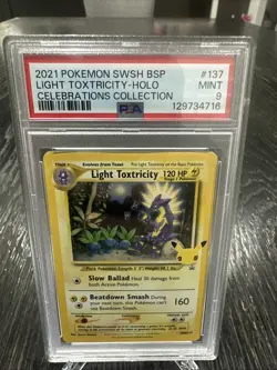 SWIRL * 2021 Pokemon TCG SWSH BSP Light TOXTRICITY-HOLO Celebrations PSA 9 #137 - Image 1