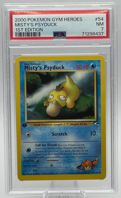 2000 POKEMON GYM HEROES #54 MISTY'S PSYDUCK 1ST EDITION PSA 7 NM - Image 1