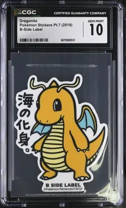 ✨✨✨ CGC 10 2019 Pokemon B-Side Label Stickers Dragonite - Image 1