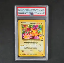 2021 Pokemon Celebrations Birthday Pikachu Holo Classic Black Star #24 PSA 10 - Image 1