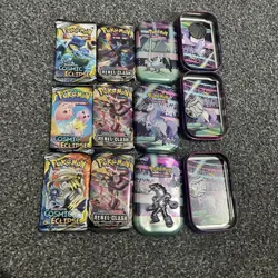 Pokemon Galar Power Mini Tins Case 1x Cosmic Eclipse 1x Reble Clash - Image 1