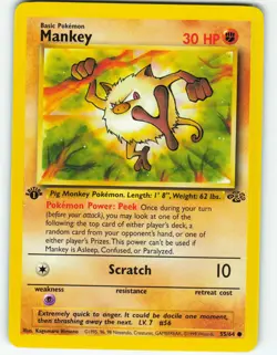 Mankey - 1st Edition - 55/64 Jungle Set - Pokemon TCG - 1999 - Image 1