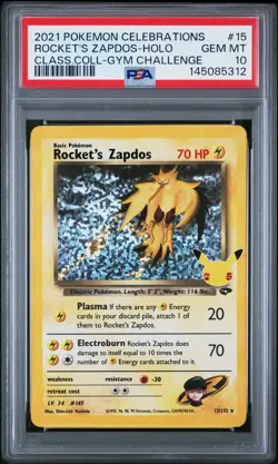 2021 POKEMON CELEBRATIONS CLASSIC COLL #15 ROCKET'S ZAPDOS-HOLO PSA 10 - Image 1