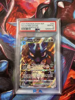 2023 Pokemon SWSH BSP 291 FA/Lucario VStar Crown Zenith ETB PSA GEM MT 10 - Image 1