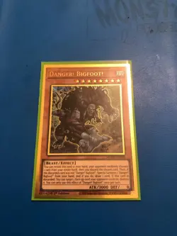 YUGIOH Gold Rare Danger! Bigfoot! MGED-EN018 1st Edition Mixed Art - Image 1