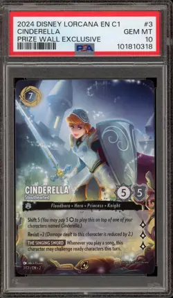 Disney Lorcana Cinderella Stouthearted Prize Wall Exclusive Promo 3/C1 PSA 10 - Image 1