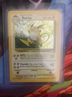 Raichu 16/130 Base Set 2 Holo Rare 80 HP Stage 1 English Pokemon TCG Card - Image 1