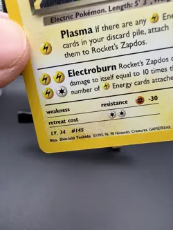 Pokemon TCG Gym Challenge Rockets Zapdos Holo Card 15/132 MP Condition - Image 3