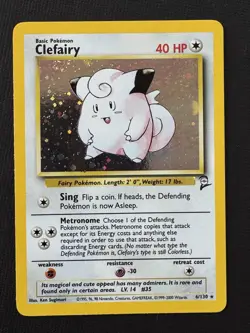Pokemon Clefairy 6/130 Base Set 2 Holo Rare 40HP Basic English TCG Card - Image 1