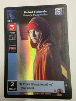 Star Wars Young Jedi | Foil PADME NABERRIE F3 (LP) TCG CCG 1999 Card RARE Naboo - Image 1