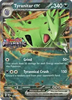 TYRANITAR EX (PRISMATIC EVOLUTIONS STAMP) 064/131 HOLO POKEMON NM - Image 3