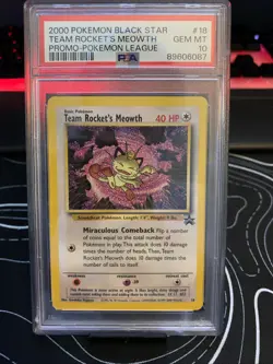 2000 Pokemon Promo Black Star Pokemon League #18 Team Rockets Meowth PSA 10 - Image 1