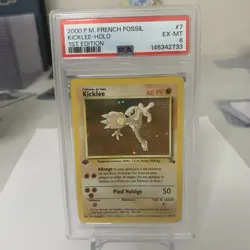 PSA 6 Pokemon TCG French Hitmonlee (Kicklee) Fossil Holo - Image 1