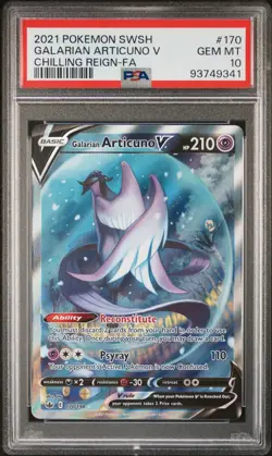 2021 Pokemon Sword and Shield Chilling Reign Galarian Articuno V #170 PSA 10 - Image 1