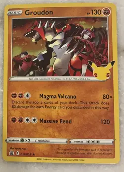Pokemon TCG - GROUDON #017/025 Holo Rare 2021 Pokemon Celebrations 25th Anniv. - Image 1