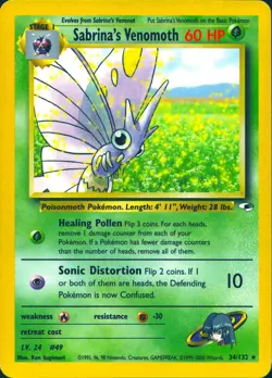 SABRINA'S VENOMOTH 34/132 RARE GYM HEROES POKEMON UNLIMITED MP - Image 1